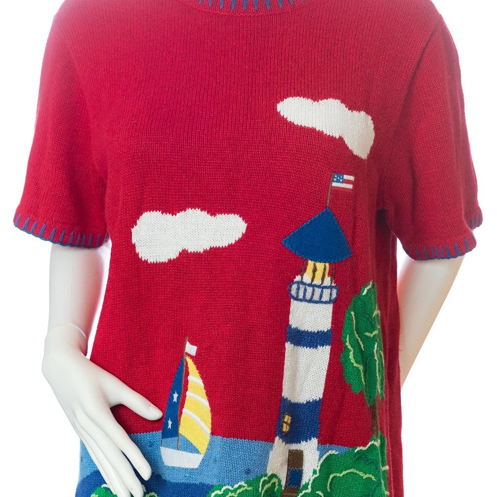 Vintage The Quacker Factory Seaside Vista Sweater